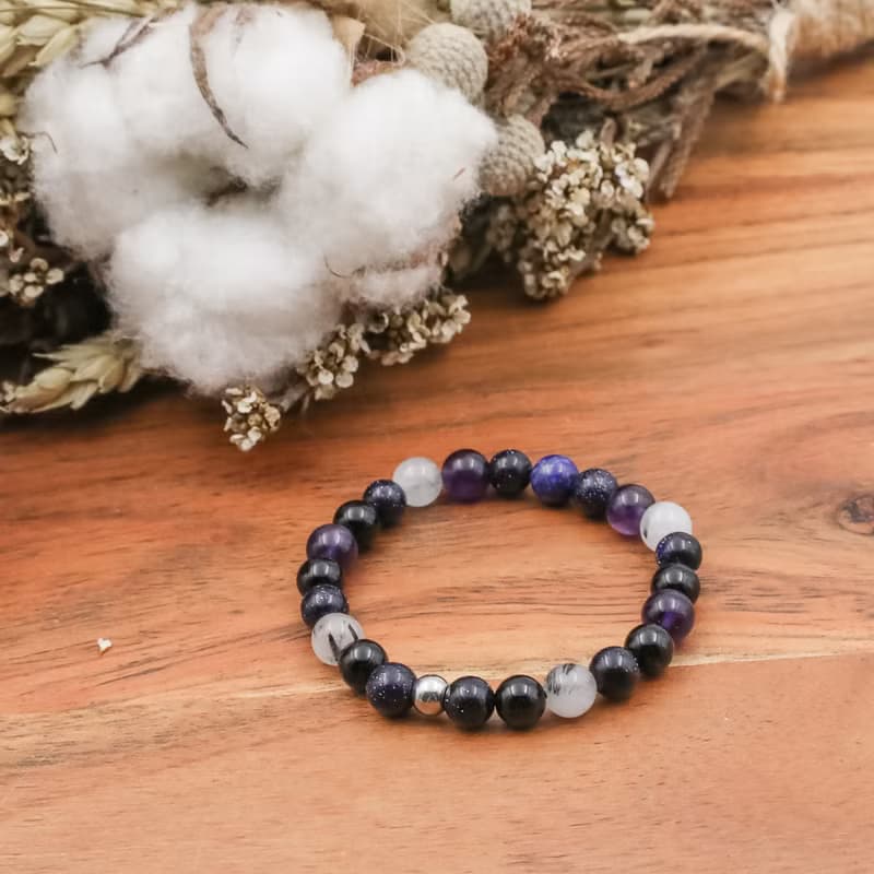 童言 | 小孩款 紫水晶 黑髮晶 黑瑪瑙 醫療鋼珠 天然石手鍊