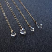 天然清透白水晶墜 14Kgf 包金 裸感項鍊 鎖骨鍊 | 八角 愛心 水滴