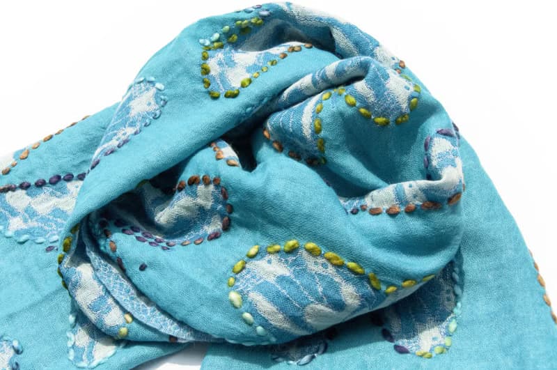 喀什米爾Cashmere/水煮羊毛披肩/針織圍巾/刺繡圍巾/羊絨披巾-蝶