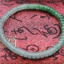 天然翠綠圓片玉手串 半城山水玉石手鏈