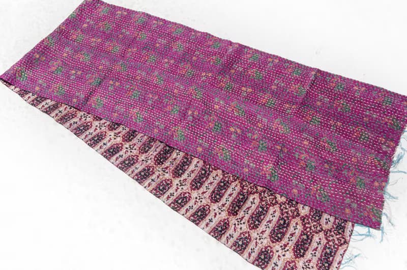 刺繡絲巾/絲綢刺繡圍巾/手縫紗麗線絲巾/印度絲綢刺繡圍巾-藝術感