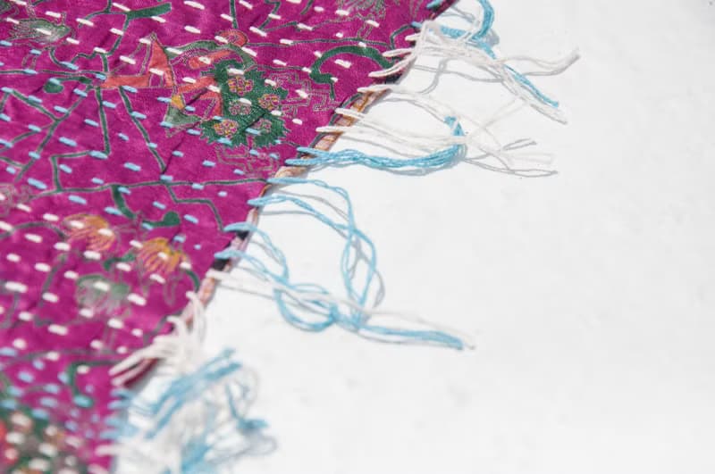 刺繡絲巾/絲綢刺繡圍巾/手縫紗麗線絲巾/印度絲綢刺繡圍巾-藝術感