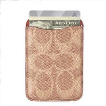 【COACH】精品MagSafe義大利真皮卡套 經典卡其