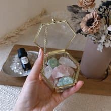 【送禮推薦】天然水晶礦岩擴香玻璃盒組 附天然植萃精油、收納袋
