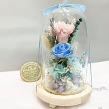 感謝有你一路相伴-永生康乃馨 乾燥花玻璃花盅 小夜燈