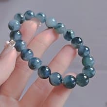 收藏級別•招財•貴人|夢幻冰膠濃藍紫飄花|緬甸A貨翡大卡珠手串