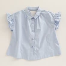 BIR 荷葉袖簡約襯衫 藍/白