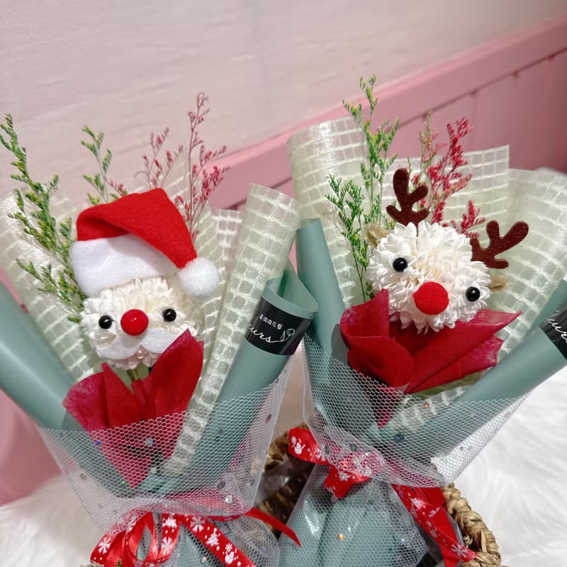 可愛QQ球動物聖誕花束(聖誕禮物/耶誕節/聖誕卡片/交換禮物)