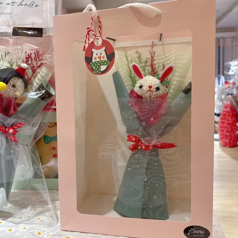 可愛QQ球動物聖誕花束(聖誕禮物/耶誕節/聖誕卡片/交換禮物)