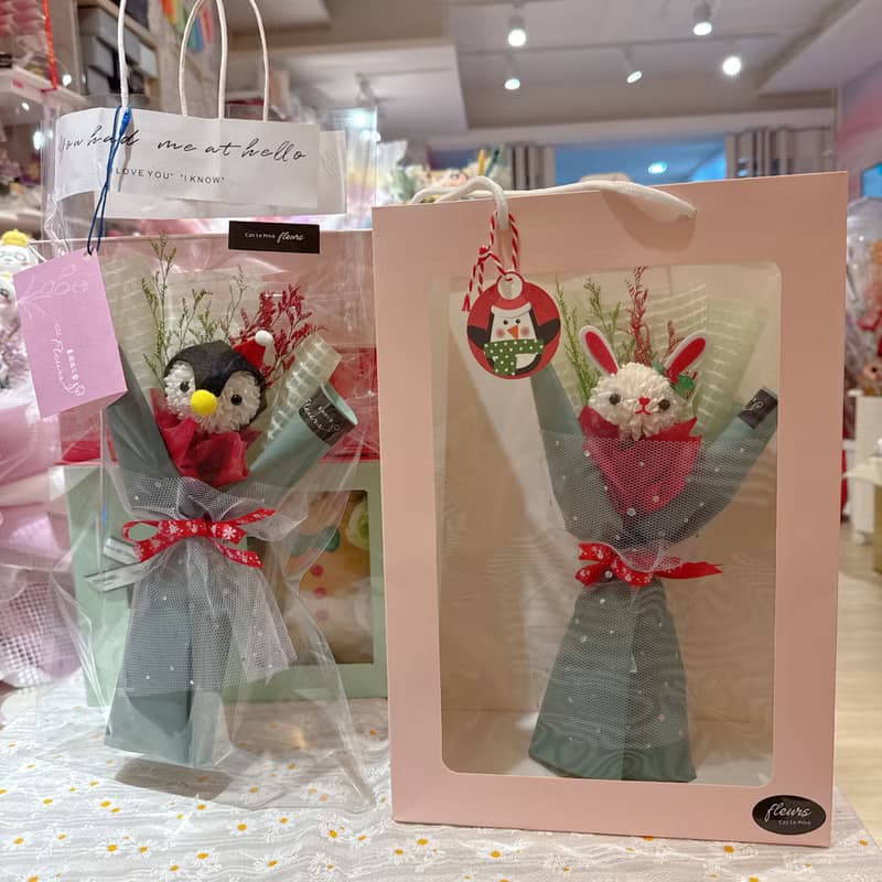 可愛QQ球動物聖誕花束(聖誕禮物/耶誕節/聖誕卡片/交換禮物)