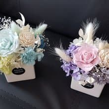 海藏設計│輕甜。白日夢系列。粉紫。不凋花盆花。婚禮小物