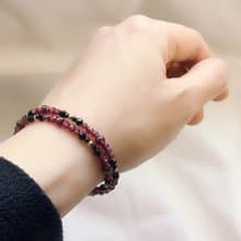 //石榴石黑尖晶手鍊// 14KGF注金 雙圈手鍊 頸鍊 兩種戴法