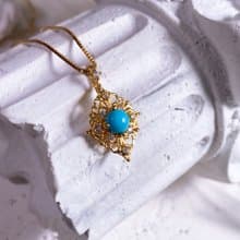 歐風復古款綠松石項鍊 美國進口頂規品 天然綠松石  睡美人礦