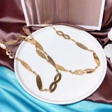 【西洋古董飾品】優雅氣質感小珠拼接橢圓簍空造型感 長項鍊