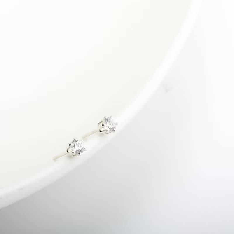 【Angel & Me】迷你 皇冠 3mm 瑞士單鑽 鑽石 s925 純銀耳環 耳夾