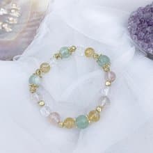 微醺即止 / 羽毛螢石 雪花幽靈 黃水晶 白水晶 水晶手鍊