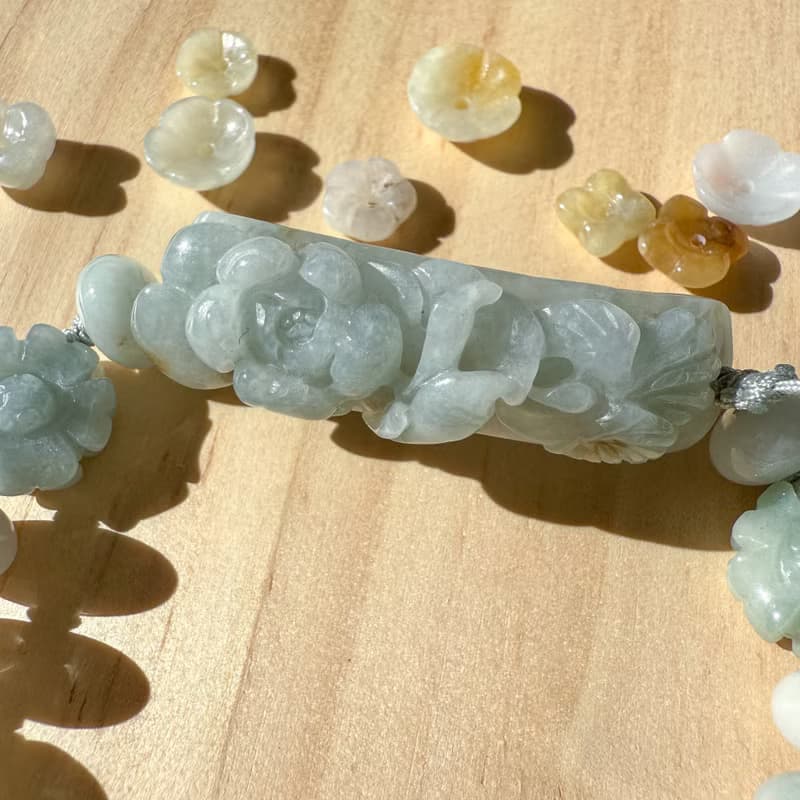 手工編織翡翠手鍊 — 翡翠花影