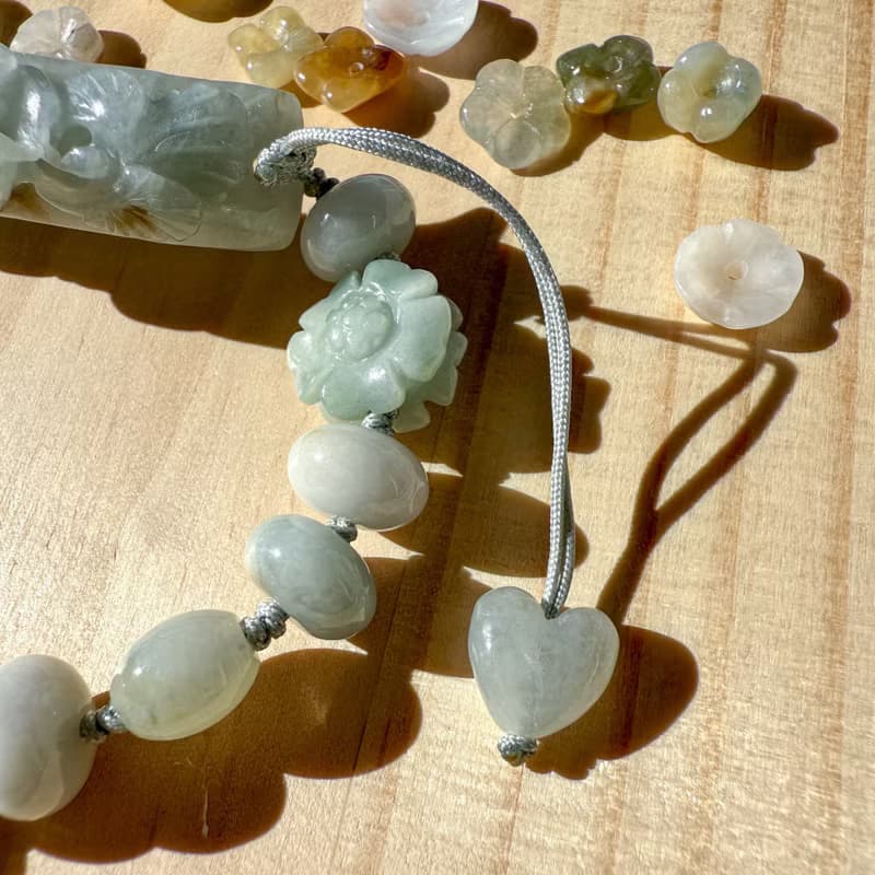 手工編織翡翠手鍊 — 翡翠花影