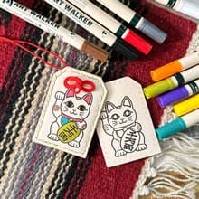 招財貓填色御守 皮革DIY材料包 好好縫 掛飾 刻名 禮物 祝福