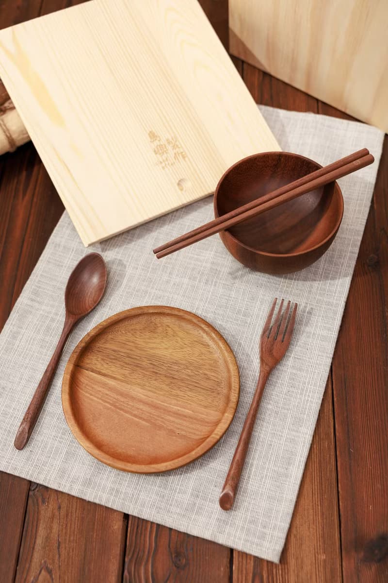 Islandoffer 尊貴單人木餐具套裝 (木碟木碗叉匙筷)