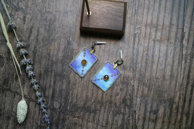 燦爛星空高級夢幻感寶石耳環刺繡原創耳飾