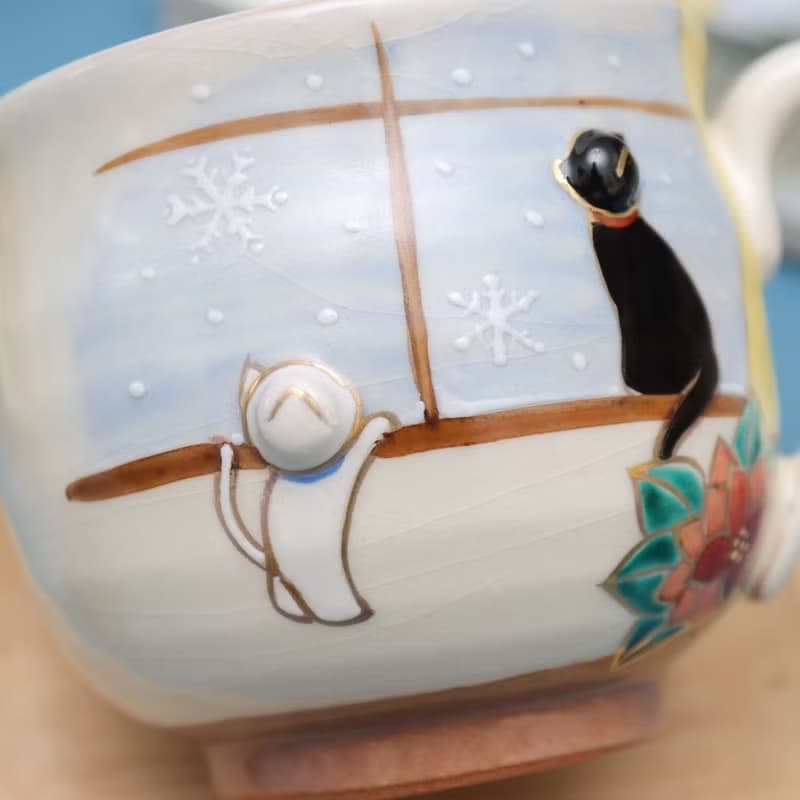 京燒立體馬克杯 - 窗邊貓