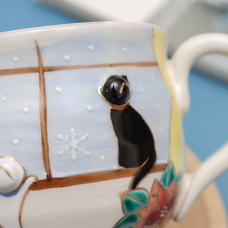 京燒立體馬克杯 - 窗邊貓