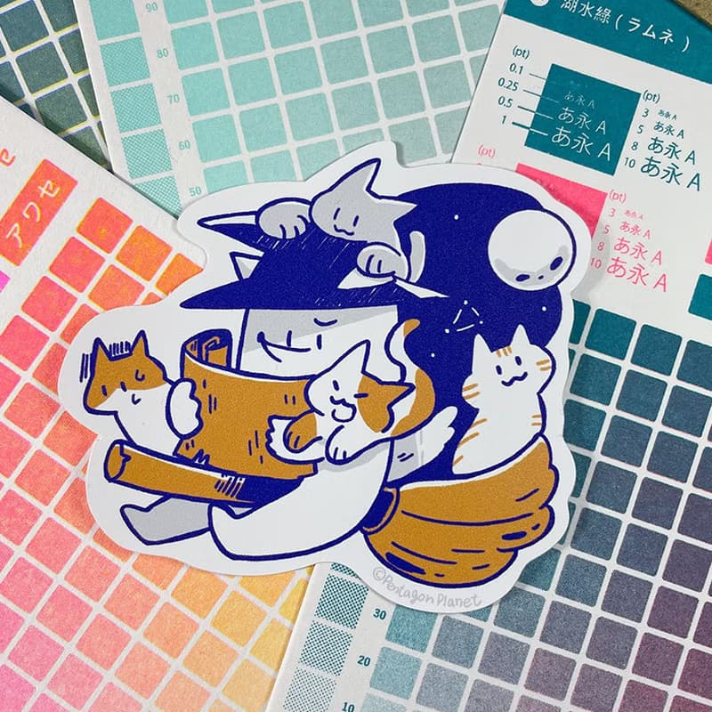 貓貓超乘載大貼紙 2入  行李箱貼紙 造型貼紙 /五角星球