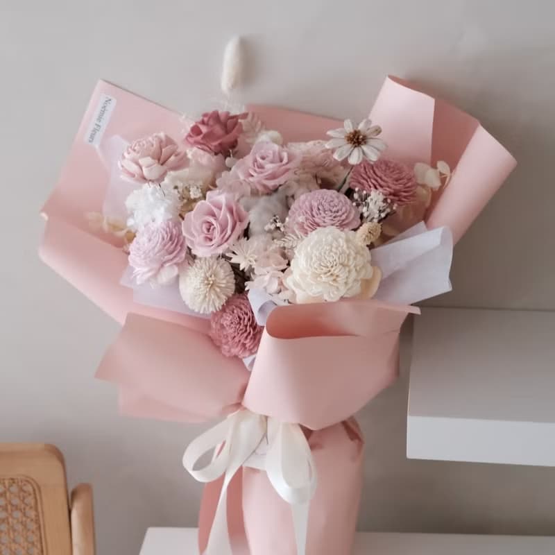 | 蜜桃甜心永生花花束 |  生日花束/情人節花束