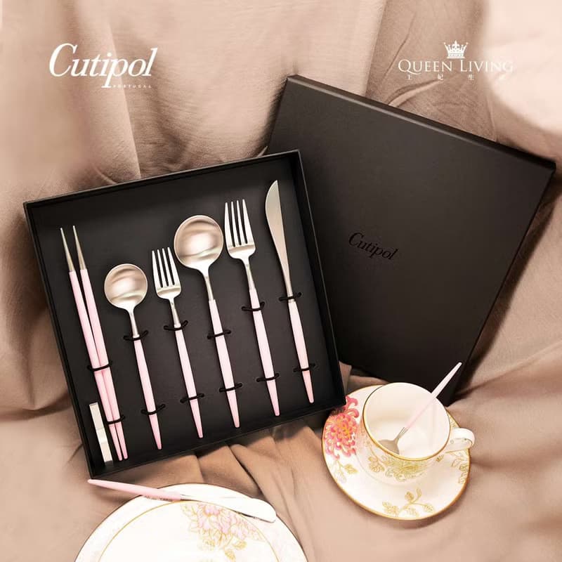 葡萄牙Cutipol GOA系列 粉紅柄 主餐三件組(刀叉匙)