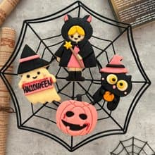 萬聖節餅乾 。貓魔女4片裝套組。S-cookie原創
