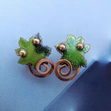 Vintage Jewelry 西洋古董飾品 MATISSE 綠捲葉 夾式耳環