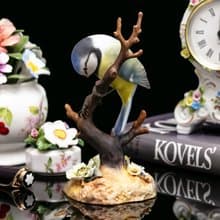 英國Royal Crown Derby手繪藍山雀1971年經典收藏陶瓷鳥擺件 雕塑
