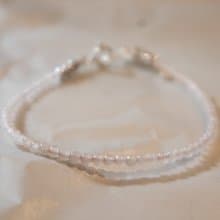 粉晶 七月誕生石. 925 SILVER 粉晶2.5mm 細緻手鏈