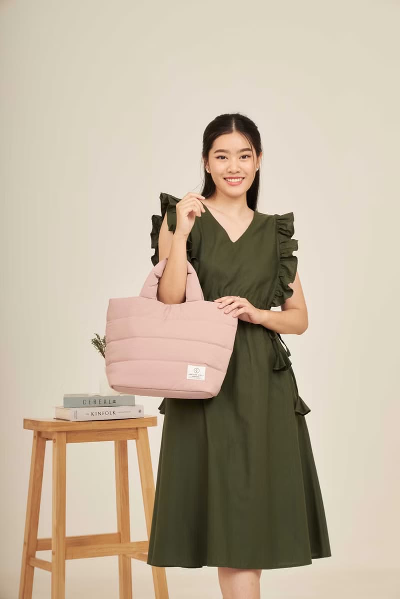 PUFF - nylon puffy tote bag (pink)