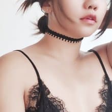 扇形窗花黑蕾絲choker
