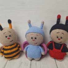Hand Crochet Funny Stuffed Toys Plush Toys Animals Bee Ladybird Butterfly Knit