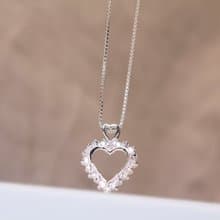 【SWS飾品】雙層愛心鋯石鎖骨鍊 純銀項鍊 情人禮物 閨蜜項鍊