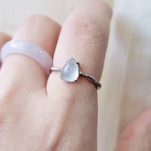 親翠 天然翡翠 冰睛水滴蛋925優雅竹節銀戒