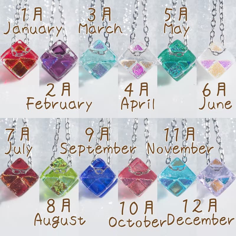 ５月誕生石ガラス(エメラルド【プチ】)チェーンネックレス【綿紐、シルバー925選べます】【受注制作】