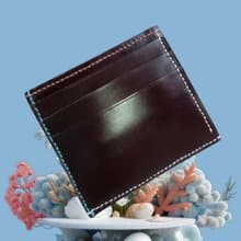本革　イタリアヌメ革　手縫い　カードフォルダー　チョコレート色