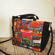 原創手工縫製托特側肩包帆布包 香港懷舊霓虹燈夜景