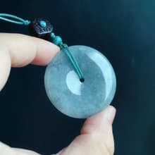 天然緬甸玉翡翠 烏雞 綠底 平安扣 黑檀木 綠松 包掛 手機掛 禮物