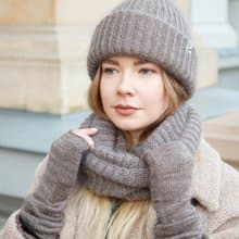 Mohair silk snood. Taupe beige round scarf