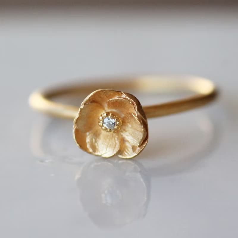 銀蓮花  純銀 花戒指 / Anemone ring