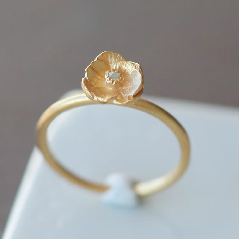 銀蓮花  純銀 花戒指 / Anemone ring