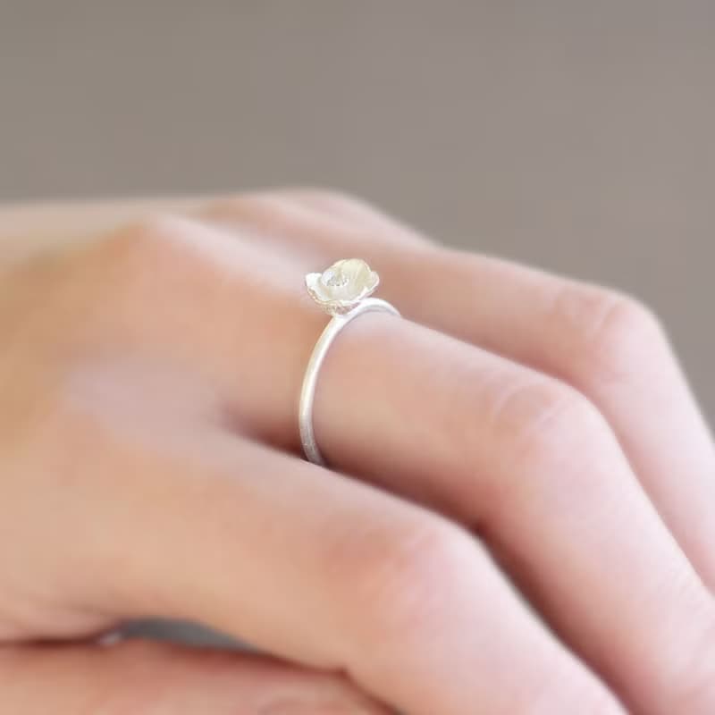 銀蓮花  純銀 花戒指 / Anemone ring