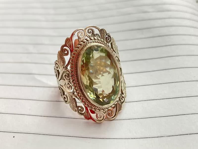 天然 綠色 紫水晶 戒指 尼泊爾 手工製 925純銀