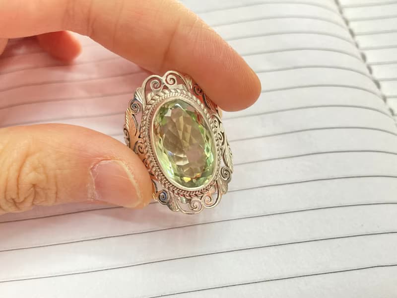 天然 綠色 紫水晶 戒指 尼泊爾 手工製 925純銀