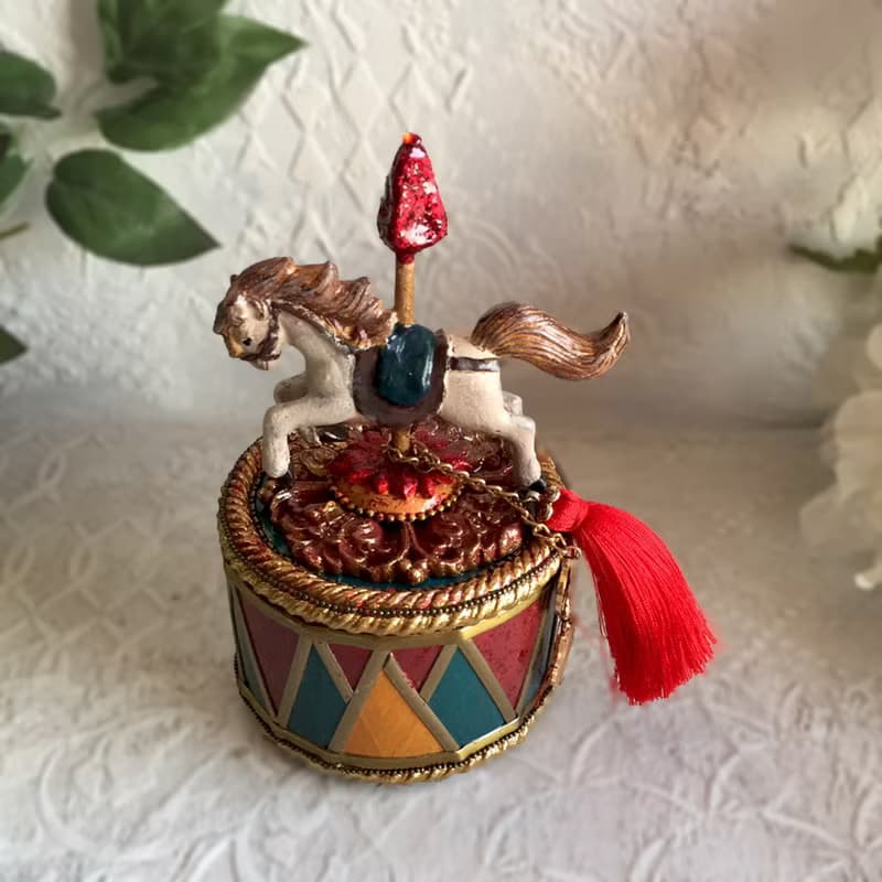 Blue jewelry box Carousel,Treasure box,Bright jewelry storage,Christmas Caskets